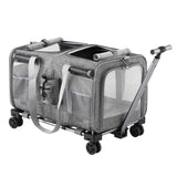 i.Pet wheeled trolley carrier with swivel wheels, grey