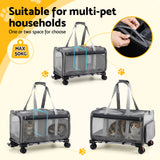 i.Pet wheeled trolley carrier with swivel wheels, grey