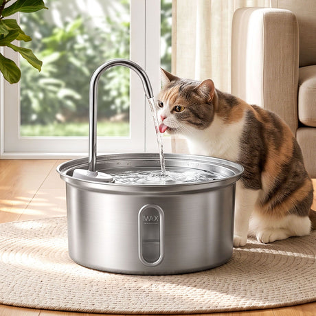 i.Pet 3.2L Cat Water Fountain Pet Feeder Dog Drinking Dispenser 304 Stainless Steel - Shoppers Spot Pet Care > Cat Supplies > Cat Bowls, Feeders & Waterers