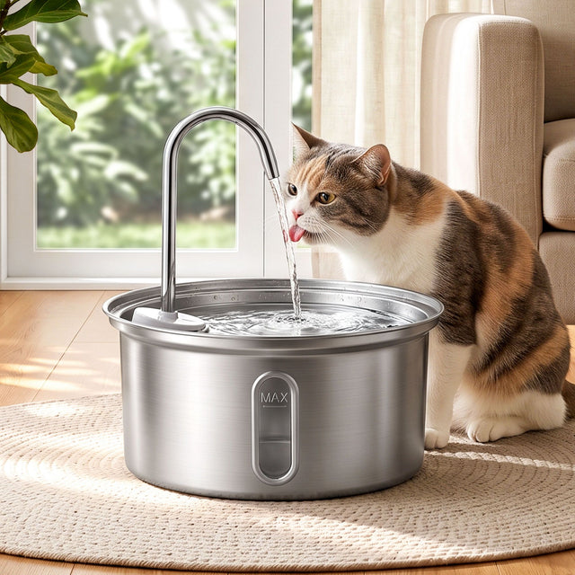i.Pet 3.2L Cat Water Fountain Pet Feeder Dog Drinking Dispenser 304 Stainless Steel - Shoppers Spot Pet Care > Cat Supplies > Cat Bowls, Feeders & Waterers