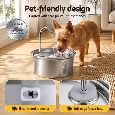 i.Pet 3.2L Cat Water Fountain Pet Feeder Dog Drinking Dispenser 304 Stainless Steel - Shoppers Spot Pet Care > Cat Supplies > Cat Bowls, Feeders & Waterers - Alternate view 6