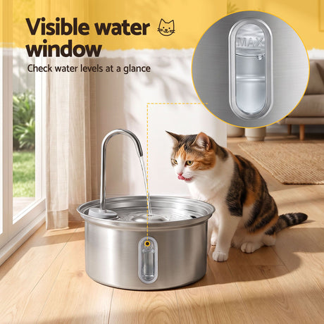 i.Pet 3.2L Cat Water Fountain Pet Feeder Dog Drinking Dispenser 304 Stainless Steel - Shoppers Spot Pet Care > Cat Supplies > Cat Bowls, Feeders & Waterers - Alternate view 7