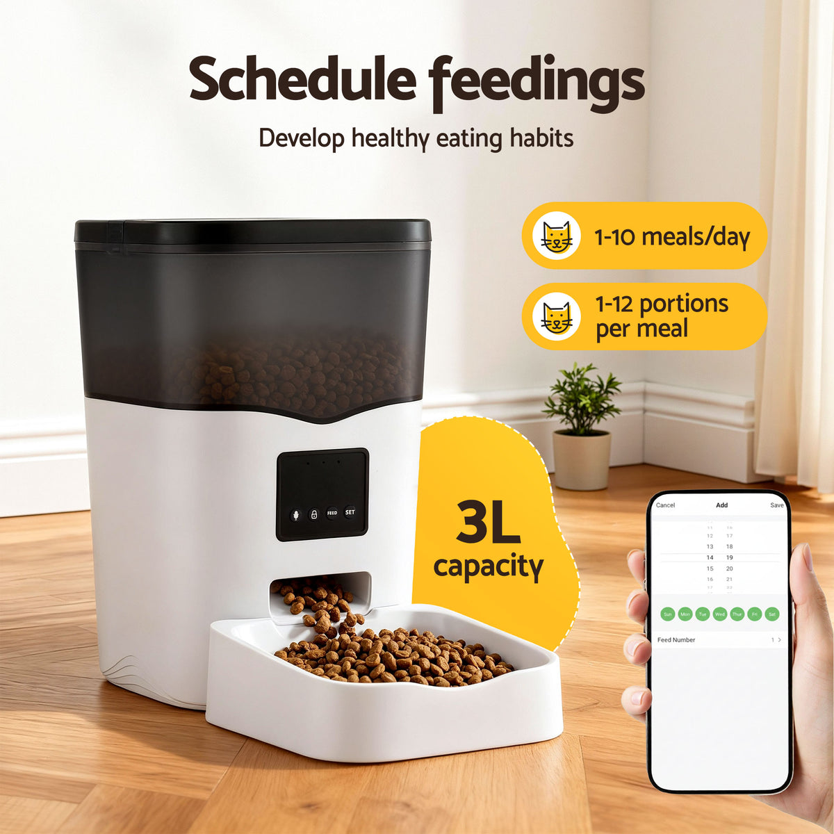 i.Pet 3L WiFi automatic pet feeder, white