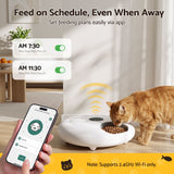 i.Pet Automatic Cat Feeder Wet & Dry Food 6 Compartments Per 150ml WiFi White.