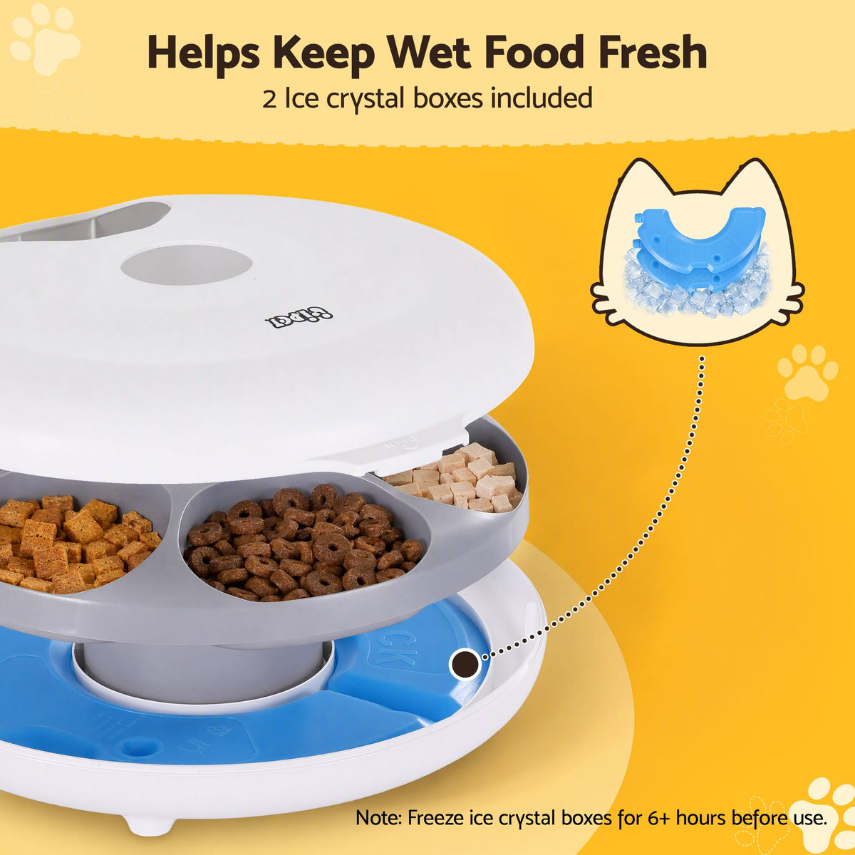 i.Pet Automatic Cat Feeder Wet & Dry Food 6 Compartments Per 150ml WiFi White.