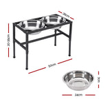 i.Pet Dog Pet Feeder Raised Stand with 2 Stainless Steel Bowls Adjustable Height