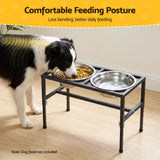 i.Pet Dog Pet Feeder Raised Stand with 2 Stainless Steel Bowls Adjustable Height
