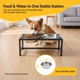 i.Pet Dog Pet Feeder Raised Stand with 2 Stainless Steel Bowls Adjustable Height