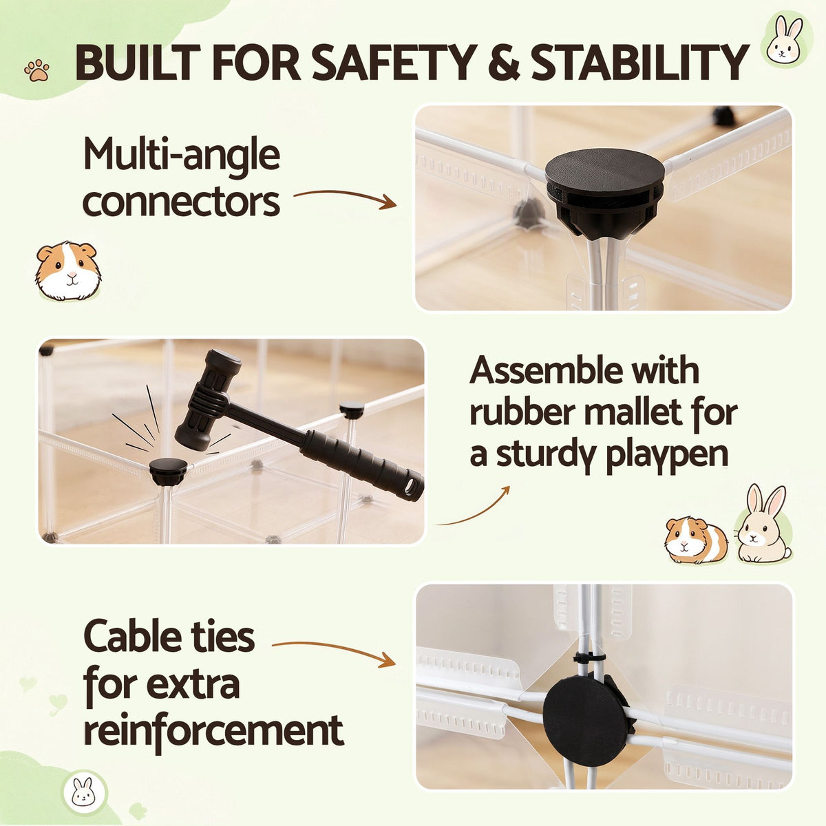 i.Pet Dog Playpen 20 Panels with Baseboard DIY Enclosure Small Animal Rabbit Pen 125CM.