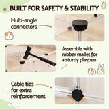 i.Pet Dog Playpen 20 Panels with Baseboard DIY Enclosure Small Animal Rabbit Pen 125CM.
