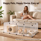 i.Pet Dog Playpen 20 Panels with Baseboard DIY Enclosure Small Animal Rabbit Pen 125CM.