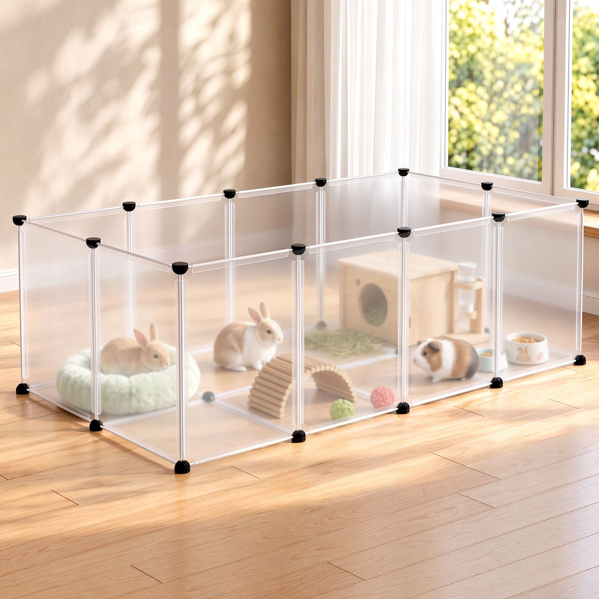 i.Pet Pet Dog Playpen 20 Panels with Baseboard DIY Enclosure Small Animal Rabbit Pen