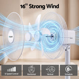 DEVANTI 16" 5-in-1 Rechargeable Fan for Pedestal Table Floor Wall Ceiling