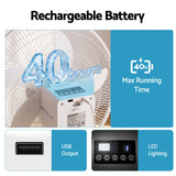 DEVANTI 16" 5-in-1 Rechargeable Fan for Pedestal Table Floor Wall Ceiling