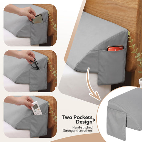 Bed wedge pillow, queen size, with a removable cover.