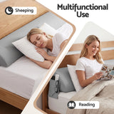 Giselle Queen Bed Wedge Pillow For Headboard, Close Gap And Stop Pillows Sliding, Perfect For Dorm Or Tatami Reading, 25D Foam Mattress Gap Filler With 2 Side Pockets, Washable 110gsm Cover
