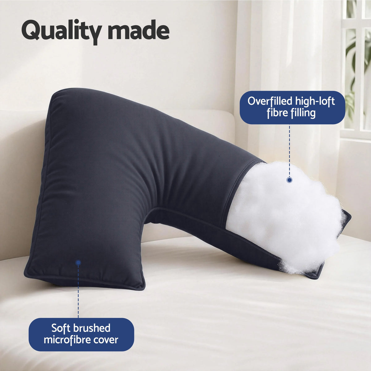Grey nursing body cushion, machine washable.
