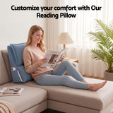 Giselle Reading Pillow For Sitting In Bed, No-Sag 25D Foam Base, Modular Backrest With Dual Pockets For Gaming, 52x51x26cm Corduroy Cover