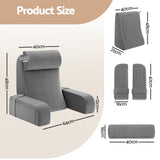 Giselle Reading Pillow For Bed With Non-Sag Solid Memory Foam, Back Pillow For Bed Sitting Up Gaming, Adjustable Neck Roll Detachable Arms And 210gsm Velvet Washable Cover