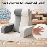 Giselle Reading Pillow For Bed With Non-Sag Solid Memory Foam, Back Pillow For Bed Sitting Up Gaming, Adjustable Neck Roll Detachable Arms And 210gsm Velvet Washable Cover
