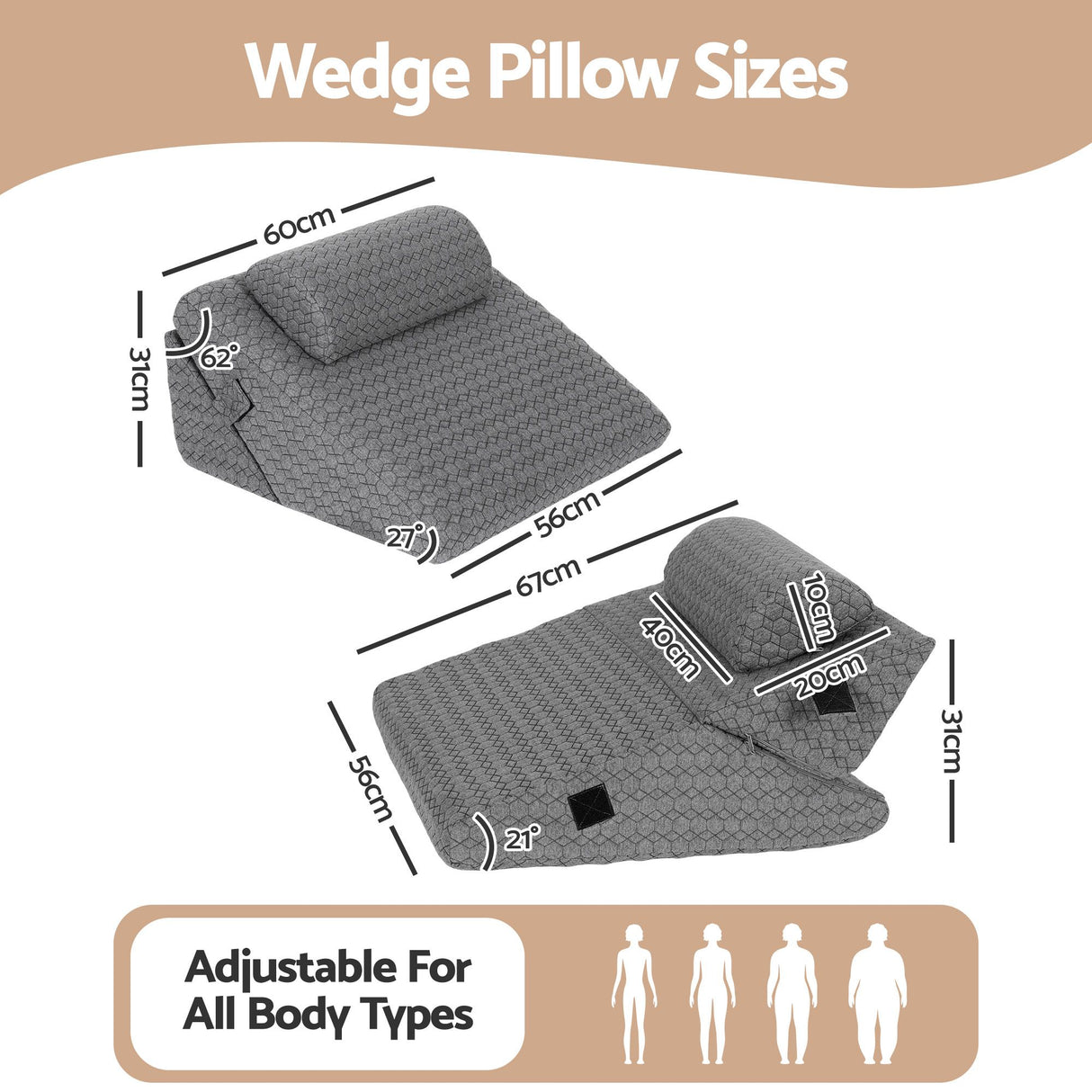 Giselle Bed Wedge Pillow for Headboard, Egg Gel Solves Night Sweats, Triangle Pillow for Reading & Sleeping, Adjustable Back & Neck Support, 30D Foam