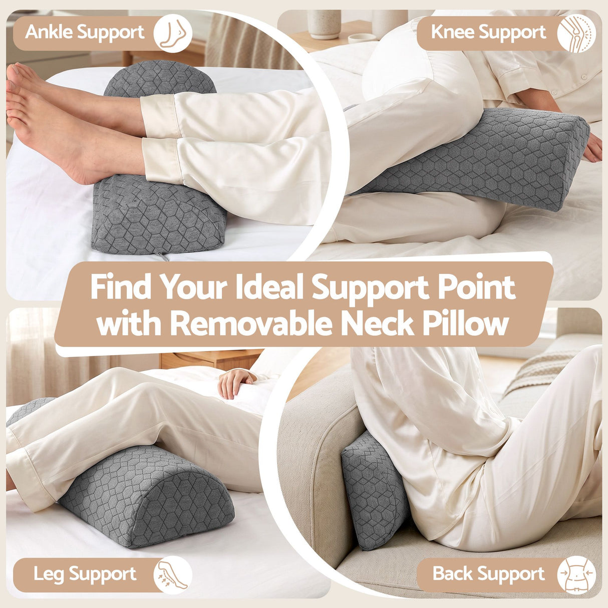Giselle Bed Wedge Pillow for Headboard, Egg Gel Solves Night Sweats, Triangle Pillow for Reading & Sleeping, Adjustable Back & Neck Support, 30D Foam
