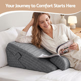 Giselle Bed Wedge Pillow for Headboard, Egg Gel Solves Night Sweats, Triangle Pillow for Reading & Sleeping, Adjustable Back & Neck Support, 30D Foam