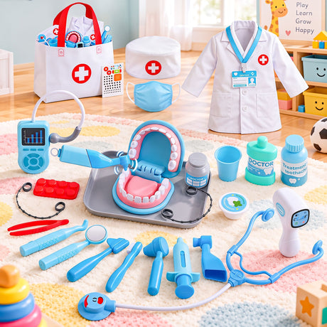 Keezi kids doctor and dentist pretend play set, 30 pieces.