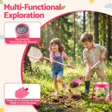 Keezi Kids Bug Catcher Kit 12pc Outdoor Explorer Toys Insect Viewer Net Shovel Pink