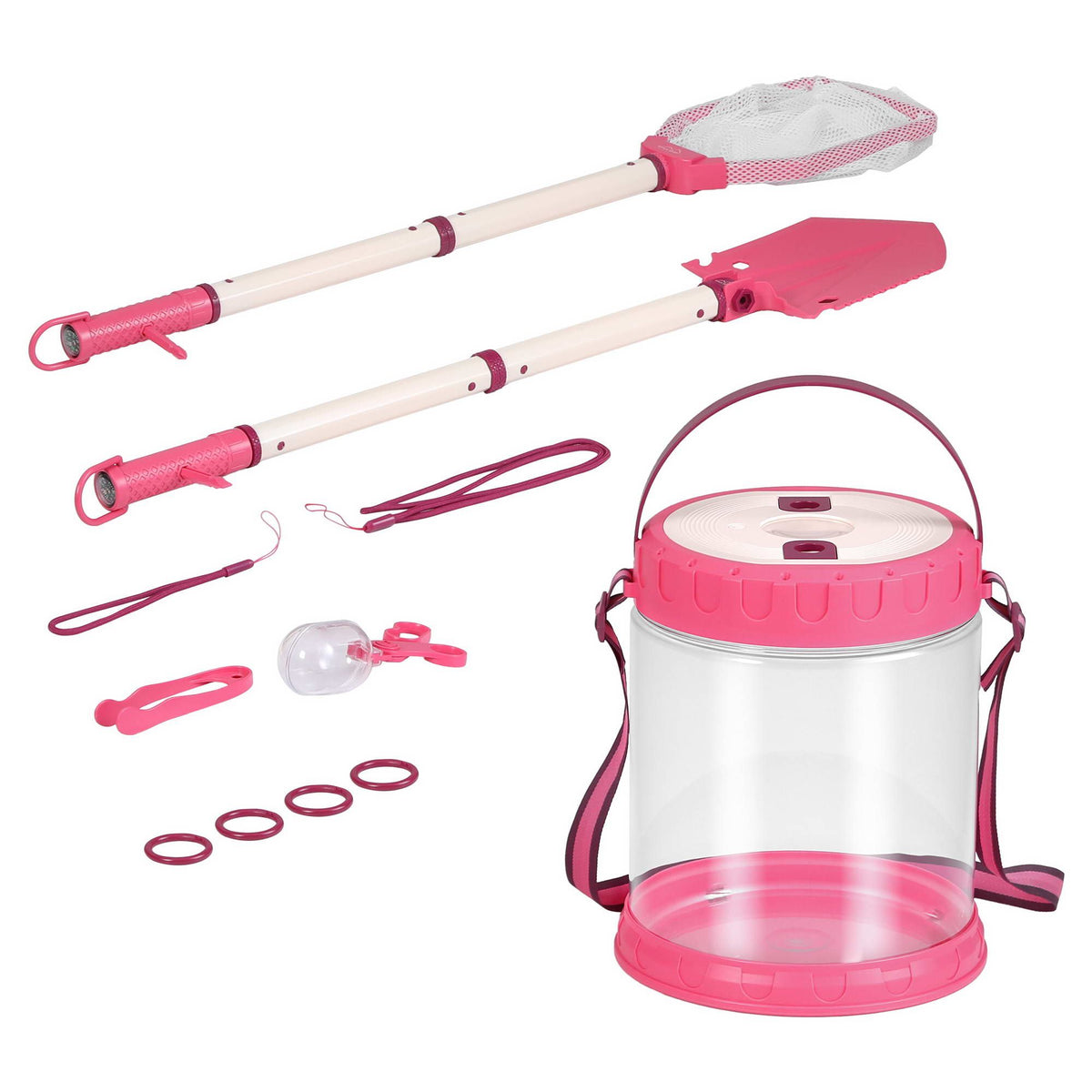 Keezi Kids Bug Catcher Kit 12pc Outdoor Explorer Toys Insect Viewer Net Shovel Pink