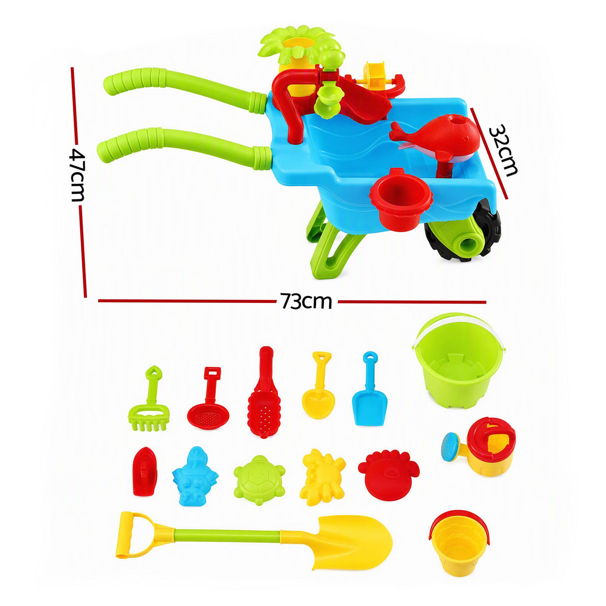 Keezi Kids Sandpit Beach Toys Set Wheelbarrow Shovels Animal Molds Sand Play