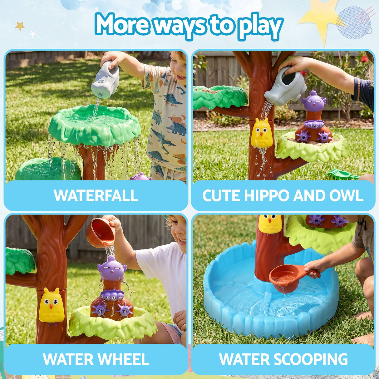 Keezi 62cm Tree Water Table Kids Sandpit Toys Set with Shovels Molds for Sand Play