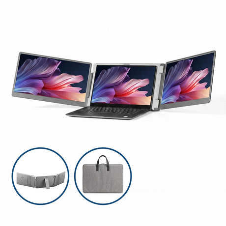 Portable extender triple display, supplied with a carry bag.
