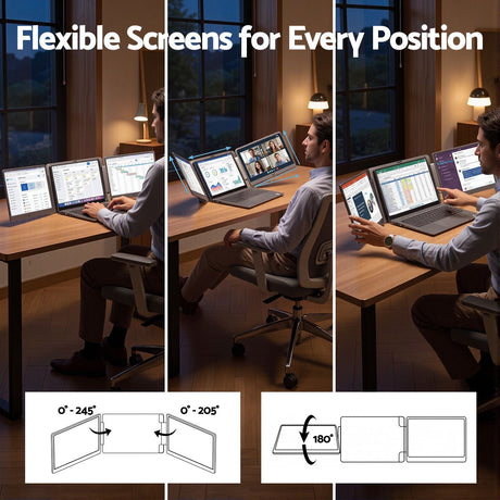 Portable extender triple display, supplied with a carry bag.