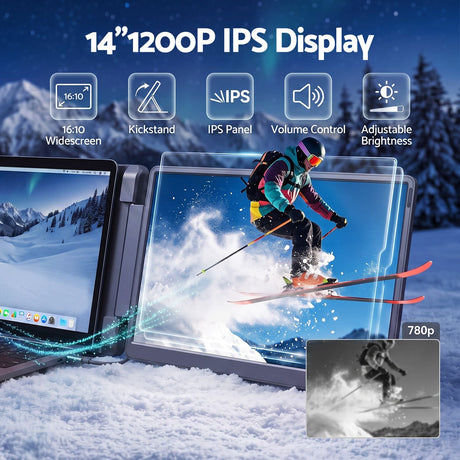 Portable extender triple display, supplied with a carry bag.