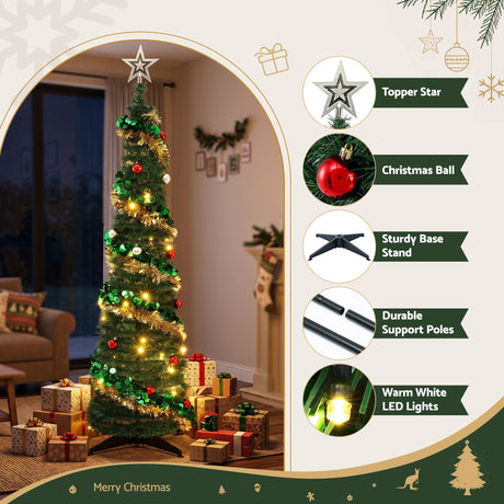 Another view of the 160cm pop-up tree, battery operated.