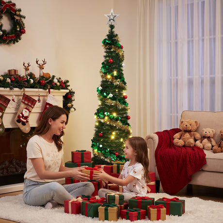 The 160cm pop-up tree shown again, arriving pre-decorated.