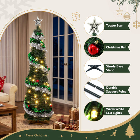 Another view of the 155cm pop-up tree, battery operated.