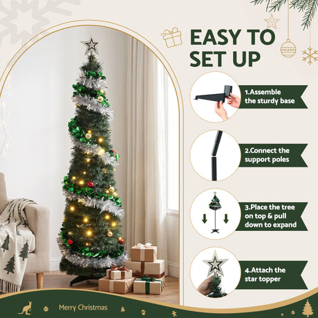The 155cm pop-up tree shown again, battery operated.