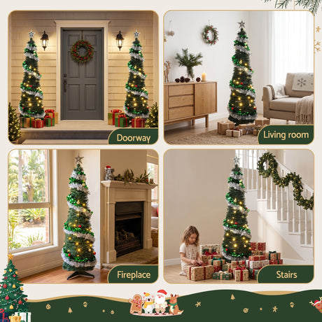The 155cm pop-up tree shown again, folds flat for storage.