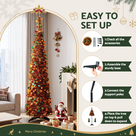 The 160cm pop-up maple tree shown again, folds flat for storage.