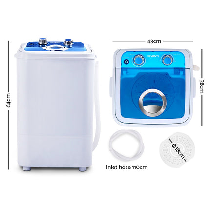 Devanti Portable Washing Machine 4.6KG Blue