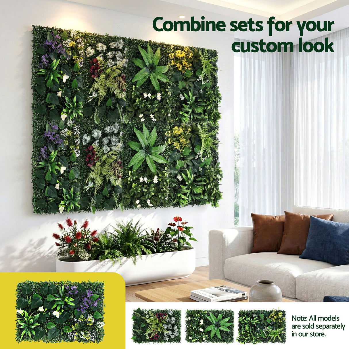 Gardeon 4PCS Artificial Plant Wall Panels 40X60CM Boxwood Panel Hedge Grass Backdrop Backyard Green Decor