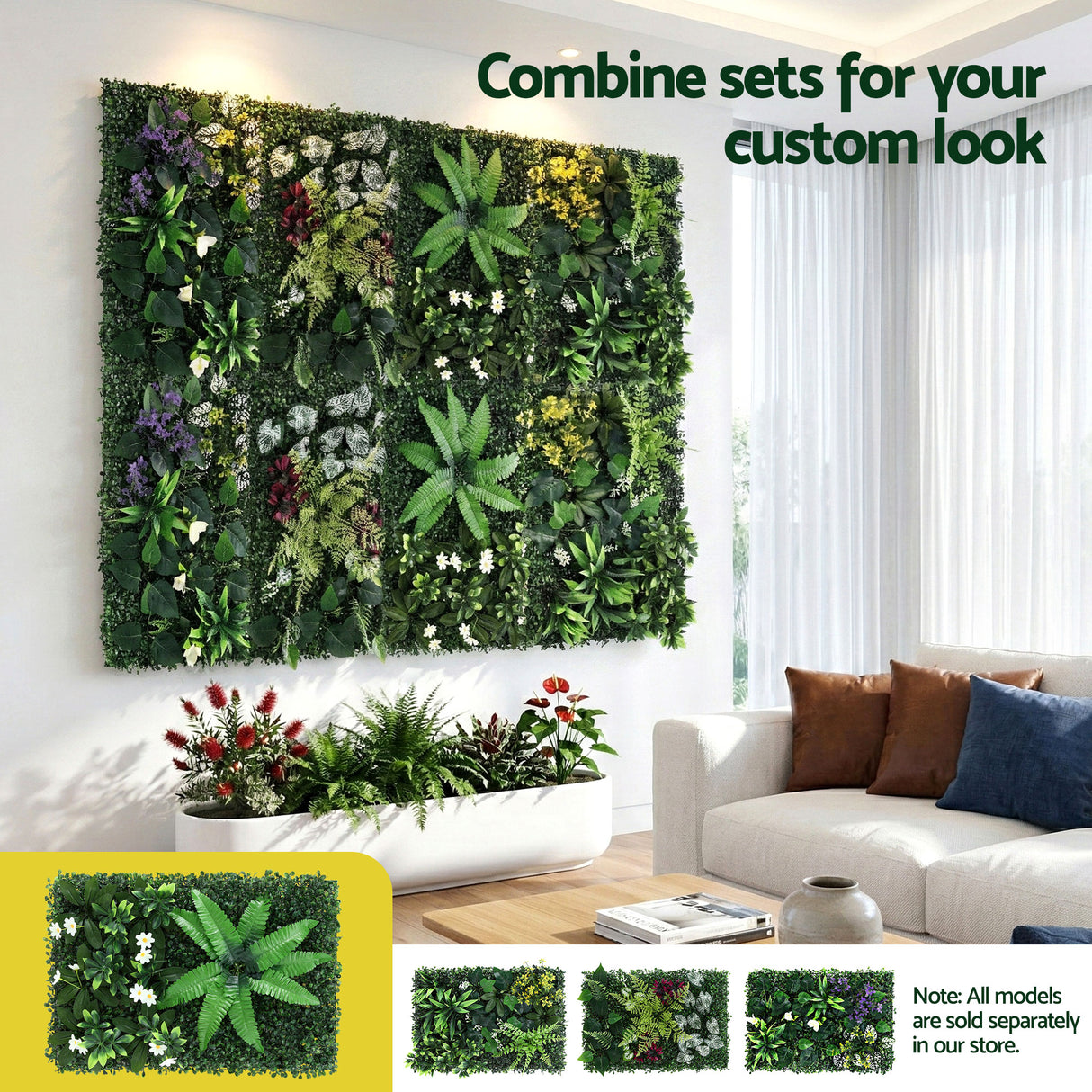 Gardeon 4PCS Artificial Plant Wall Panels 40X60CM Boxwood Panel Leaf Backdrop Backyard Green Decor