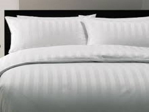 Dolphy Linen 50/50 Polycotton 10mm Satin Stripe White Commercial Doona Cover (Quilt Cover)