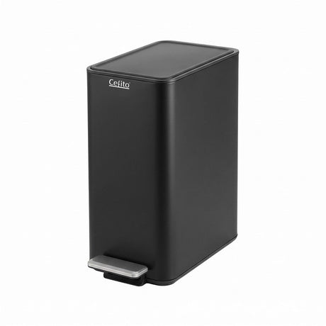 Cefito 15L slim carbon steel pedal rubbish bin in black