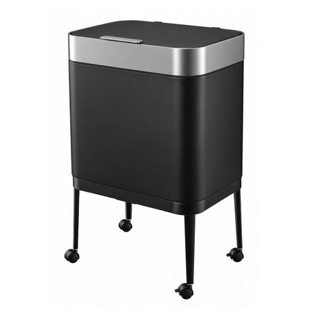 Cefito 40L Press Top Trash Can Kitchen Rubbish Bin Stainless Steel Black.