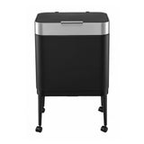 Cefito 40L Press Top Trash Can Kitchen Rubbish Bin Moblie Stainless Steel Black