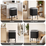 Cefito 40L Press Top Trash Can Kitchen Rubbish Bin Moblie Stainless Steel Black