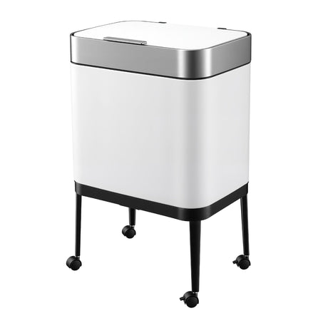 Cefito 40L Press Top Trash Can Kitchen Rubbish Bin Stainless Steel White.